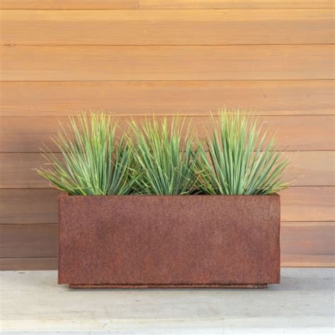 corten long box planter 